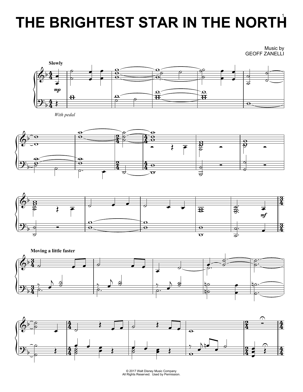 Geoff Zanelli The Brightest Star In The North Sheet Music Notes & Chords for Piano - Download or Print PDF