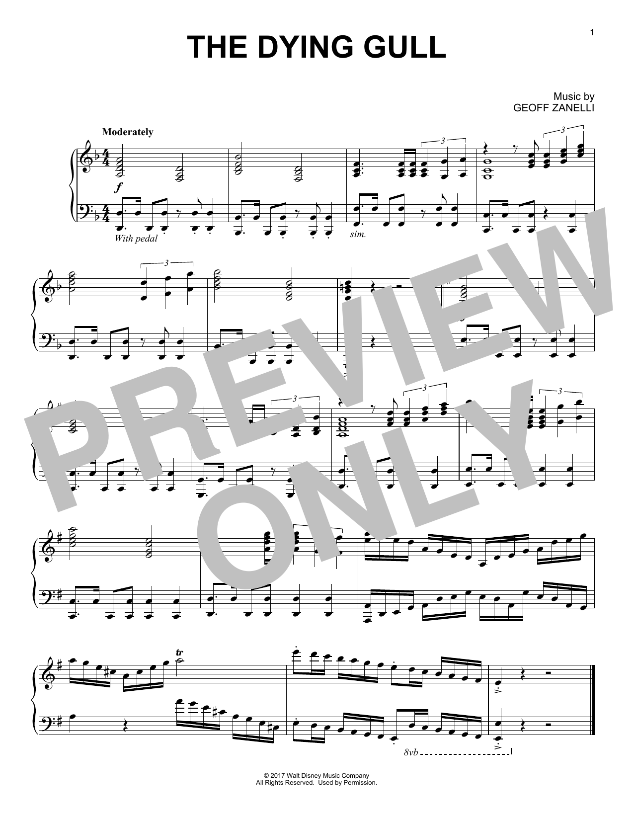 Geoff Zanelli The Dying Gull Sheet Music Notes & Chords for Piano - Download or Print PDF