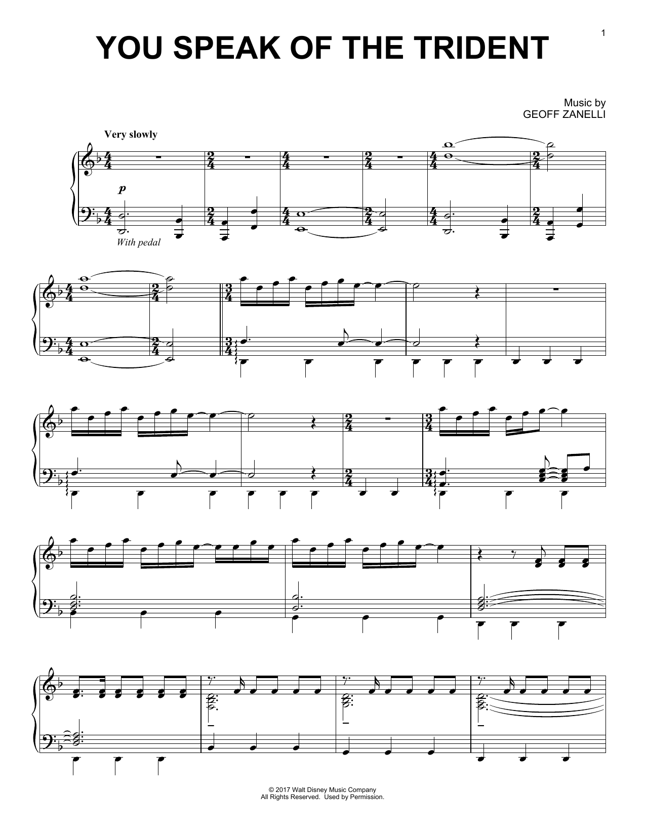 Geoff Zanelli You Speak Of The Trident Sheet Music Notes & Chords for Piano - Download or Print PDF Geoff Zanelli You Speak Of The Trident Sheet Music Notes & Chords for Piano - Download or Print PDF