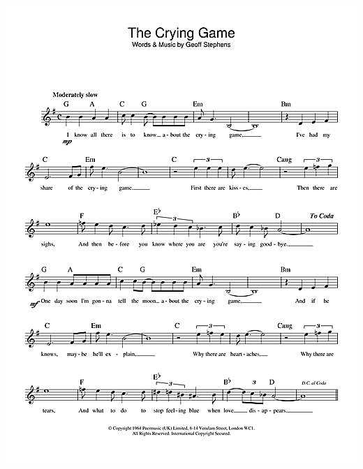 The Crying Game sheet music