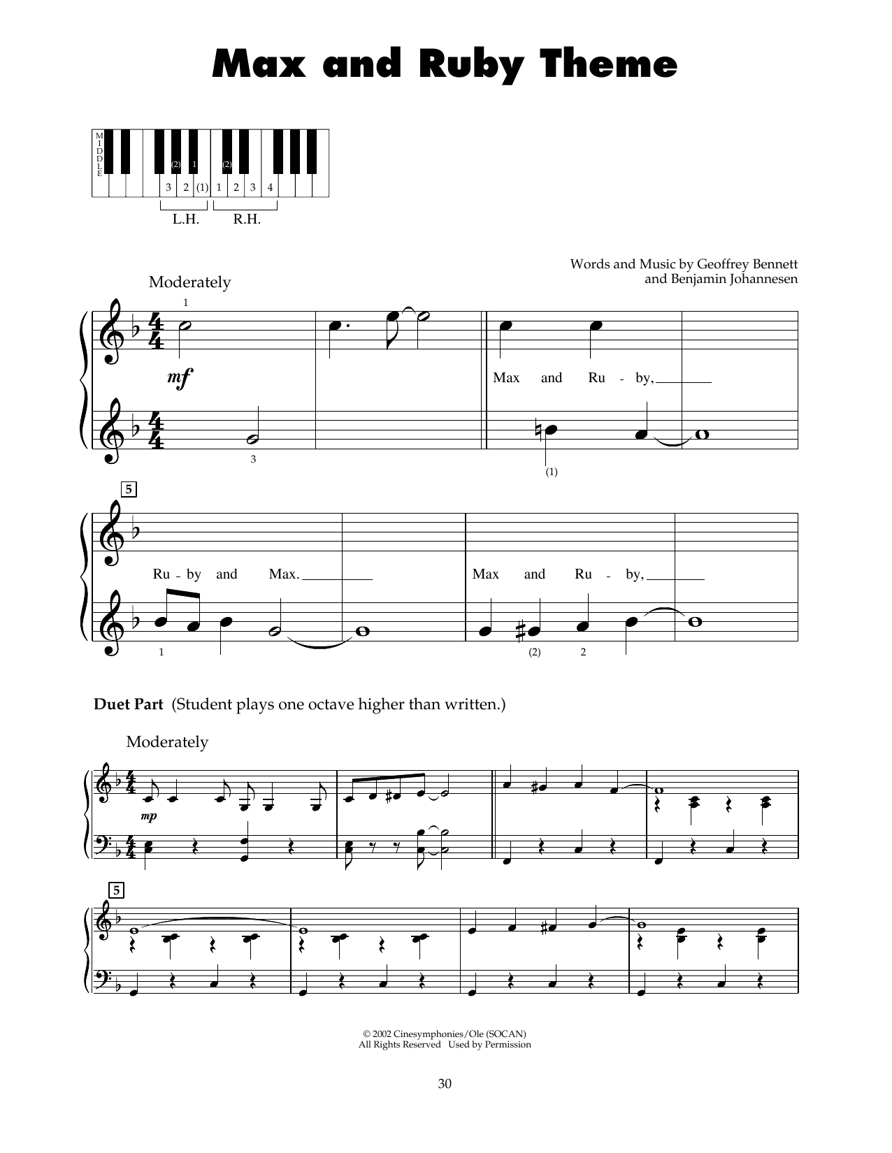 Geoffrey Bennett Max And Ruby Theme Sheet Music Notes & Chords for 5-Finger Piano - Download or Print PDF