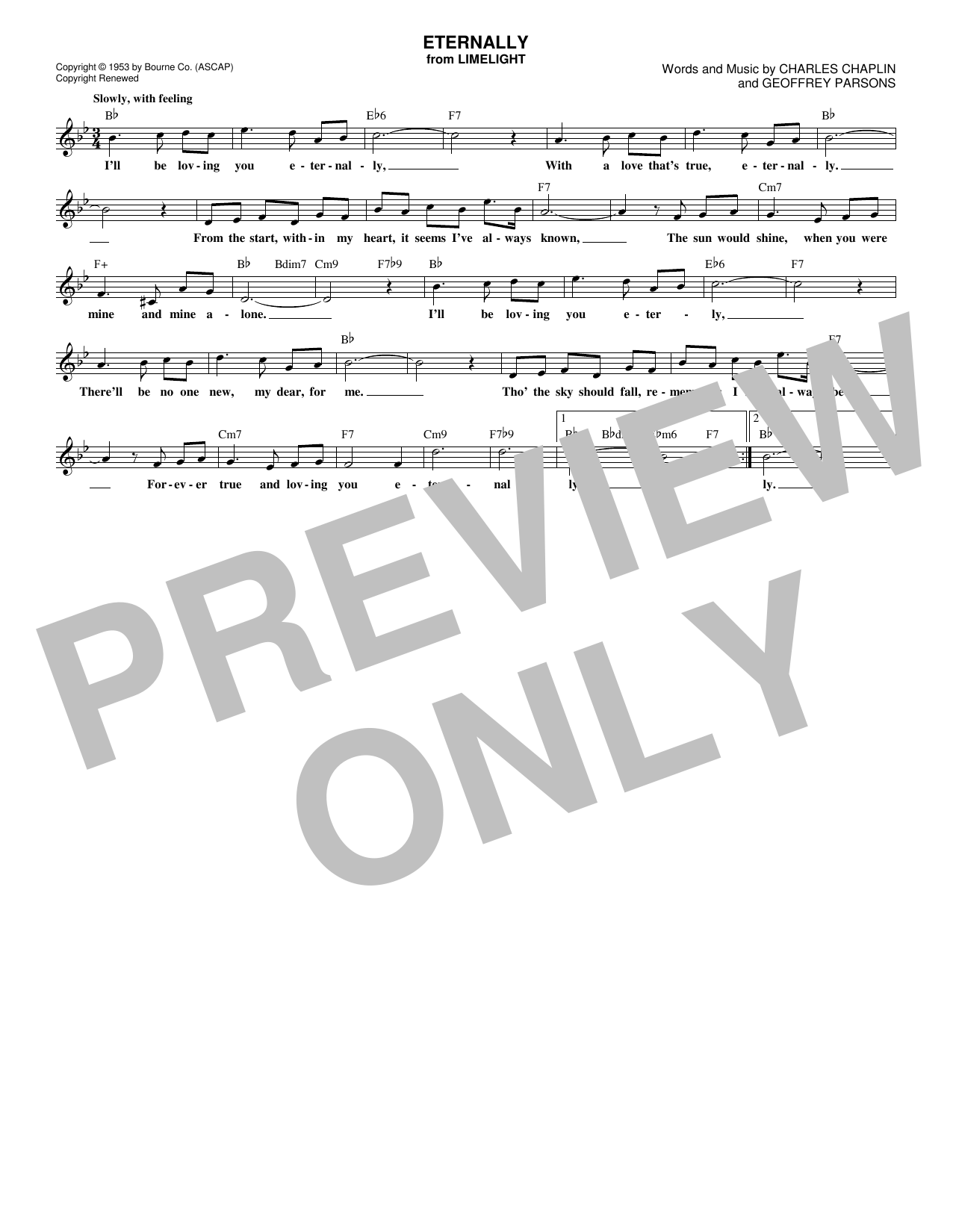 Geoffrey Parsons Eternally Sheet Music Notes & Chords for Melody Line, Lyrics & Chords - Download or Print PDF