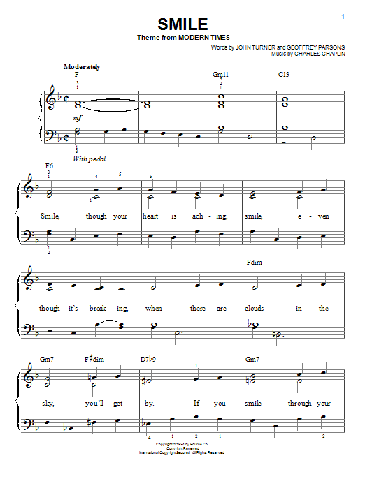 Geoffrey Parsons Smile Sheet Music Notes & Chords for Easy Piano - Download or Print PDF