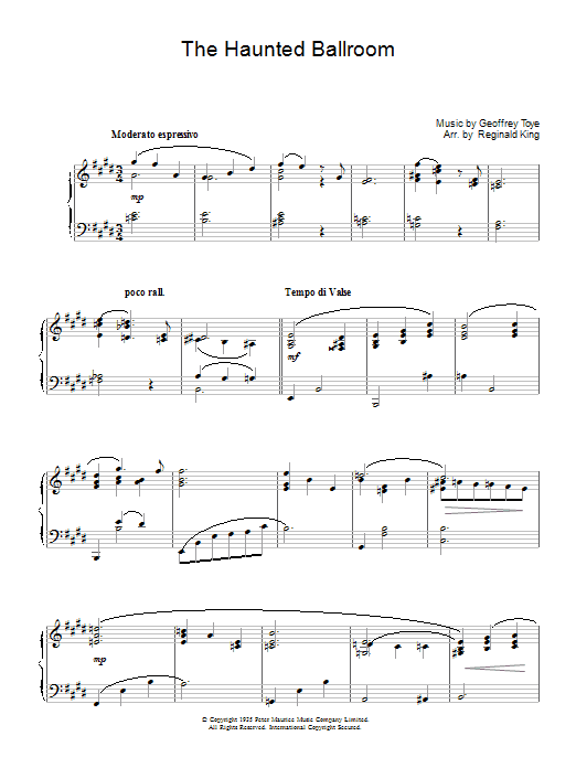 Geoffrey Toye Haunted Ballroom Sheet Music Notes & Chords for Piano - Download or Print PDF