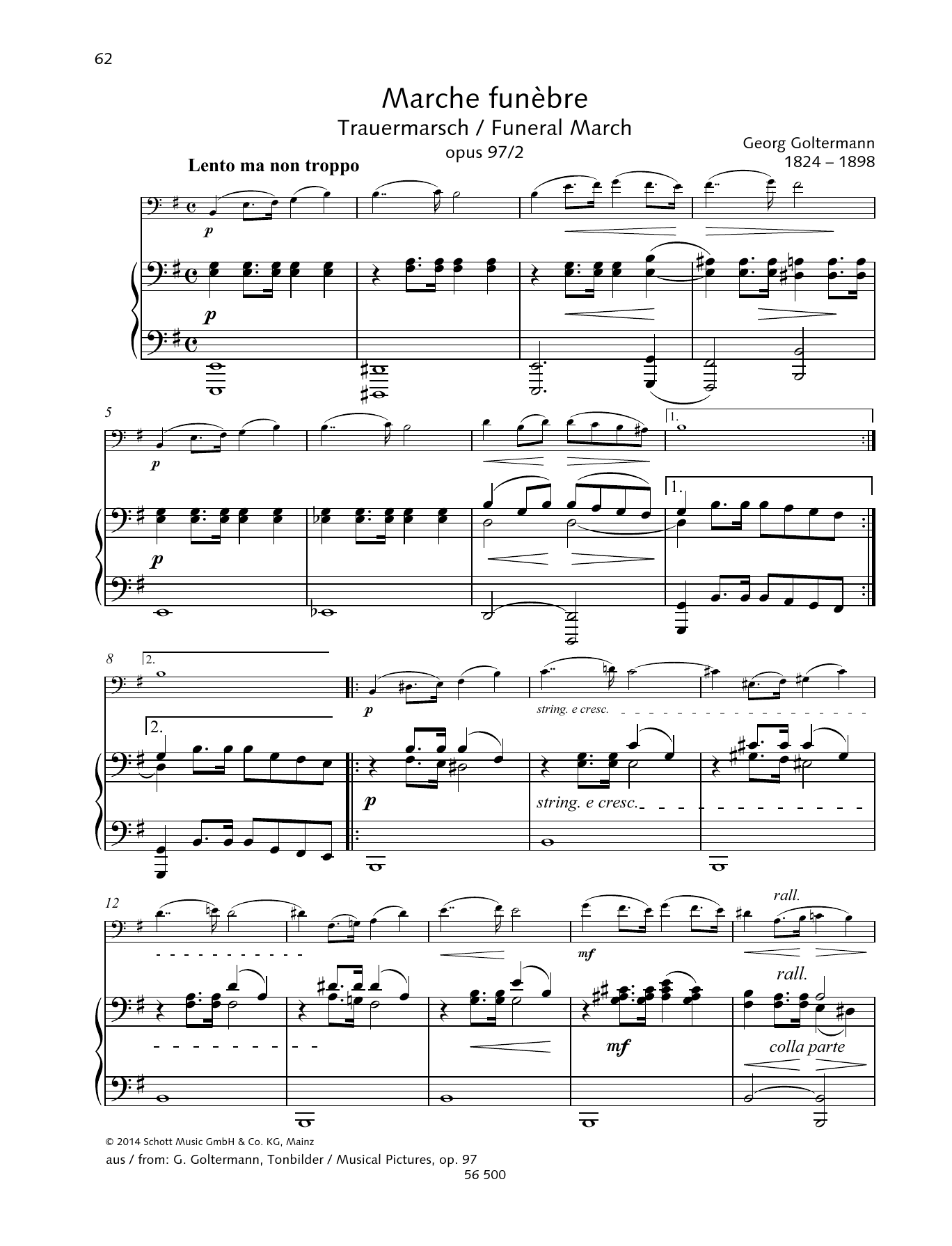 Georg Goltermann Marche Funebre Sheet Music Notes & Chords for String Solo - Download or Print PDF