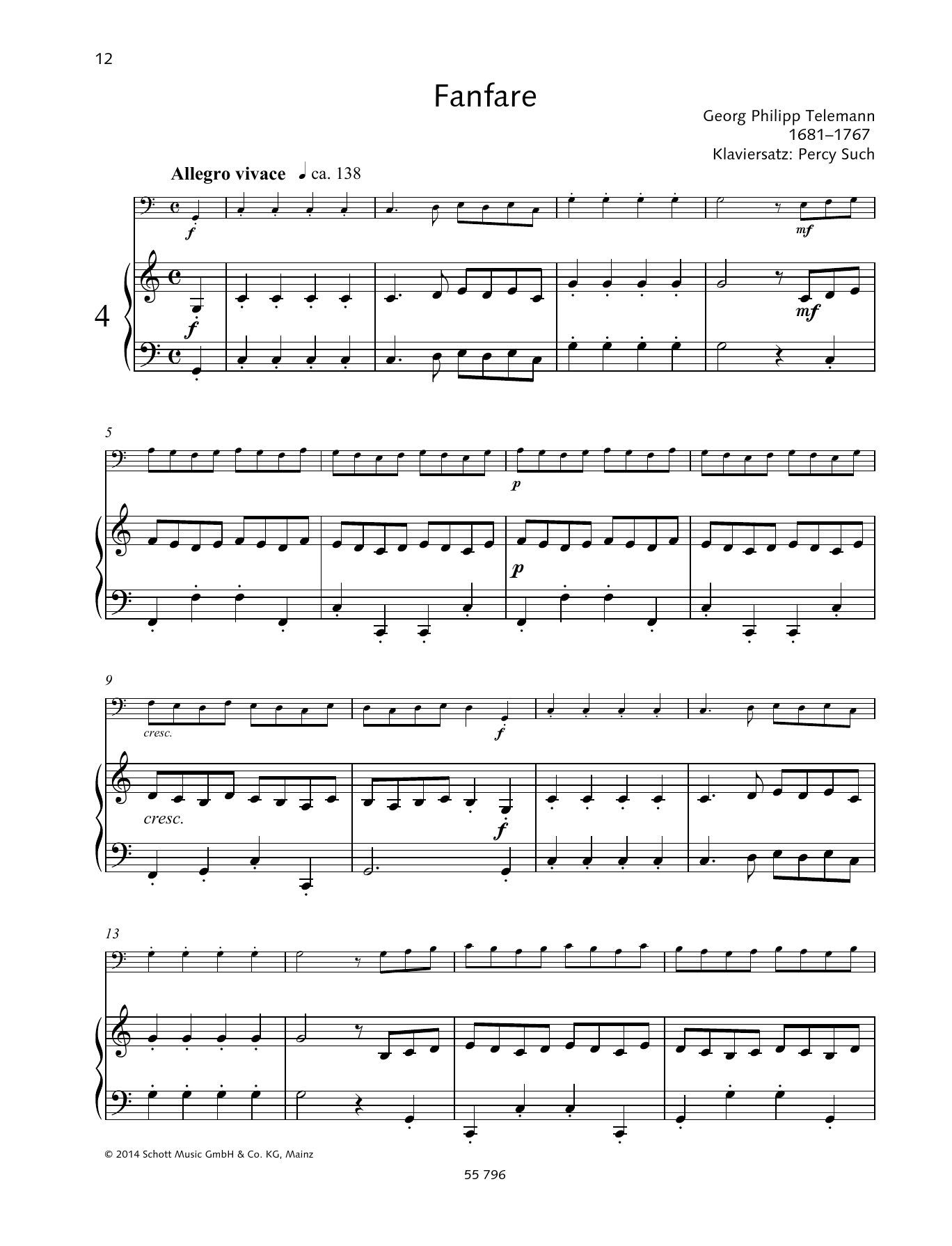 Georg Philipp Telemann Fanfare Sheet Music Notes & Chords for String Solo - Download or Print PDF