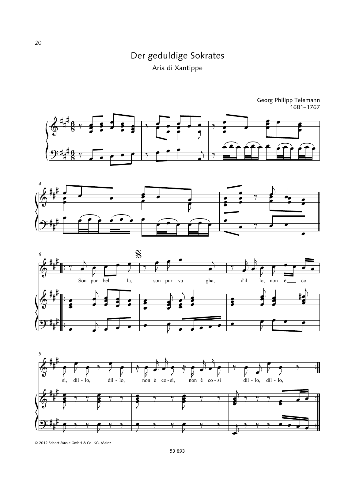 Georg Philipp Telemann Son Pur Bella Sheet Music Notes & Chords for Piano & Vocal - Download or Print PDF