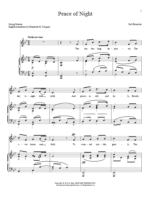 Georg Scherer Peace Of Night Sheet Music Notes & Chords for Piano & Vocal - Download or Print PDF