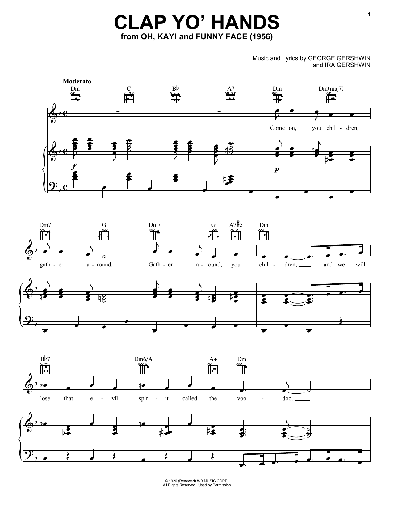George and Ira Gershwin Clap Yo' Hands Sheet Music Notes & Chords for Piano, Vocal & Guitar (Right-Hand Melody) - Download or Print PDF