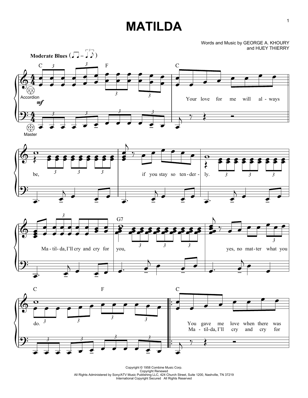 George A. Khoury Matilda Sheet Music Notes & Chords for Accordion - Download or Print PDF