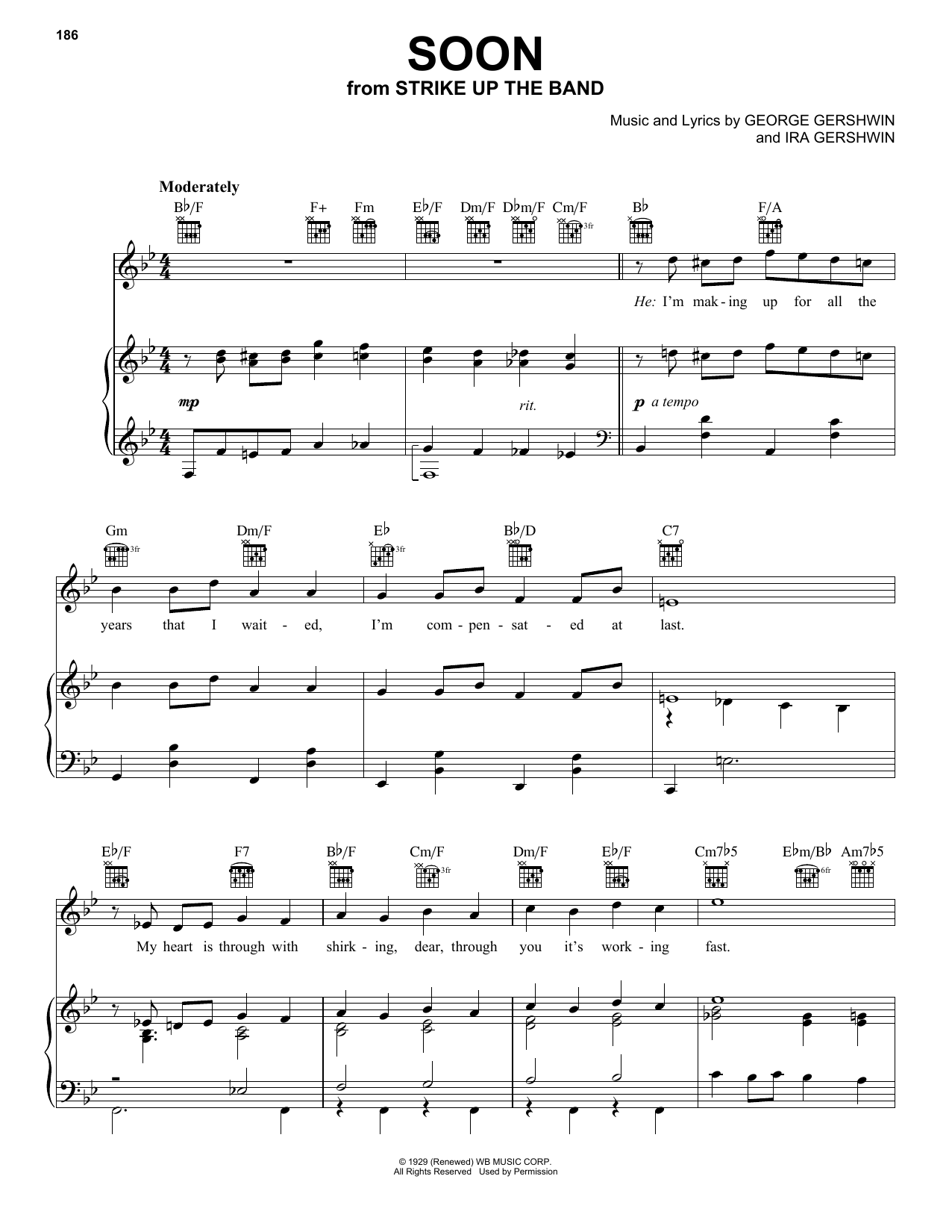 George and Ira Gershwin Soon Sheet Music Notes & Chords for Piano, Vocal & Guitar (Right-Hand Melody) - Download or Print PDF