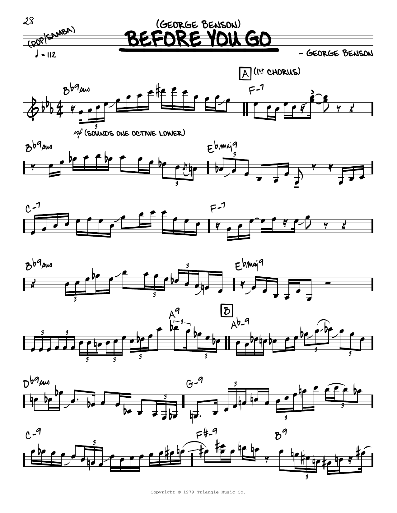 George Benson Before You Go (solo only) Sheet Music Notes & Chords for Real Book – Melody & Chords - Download or Print PDF