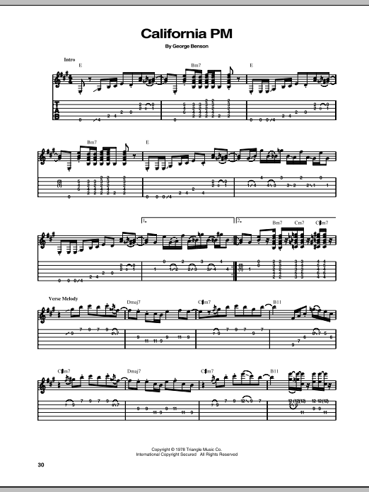 George Benson California PM Sheet Music Notes & Chords for Guitar Tab - Download or Print PDF