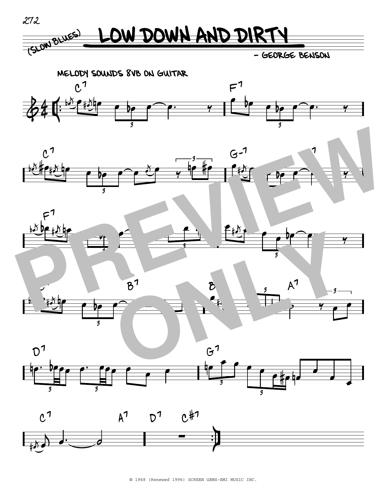 George Benson Low Down And Dirty Sheet Music Notes & Chords for Real Book – Melody & Chords - Download or Print PDF