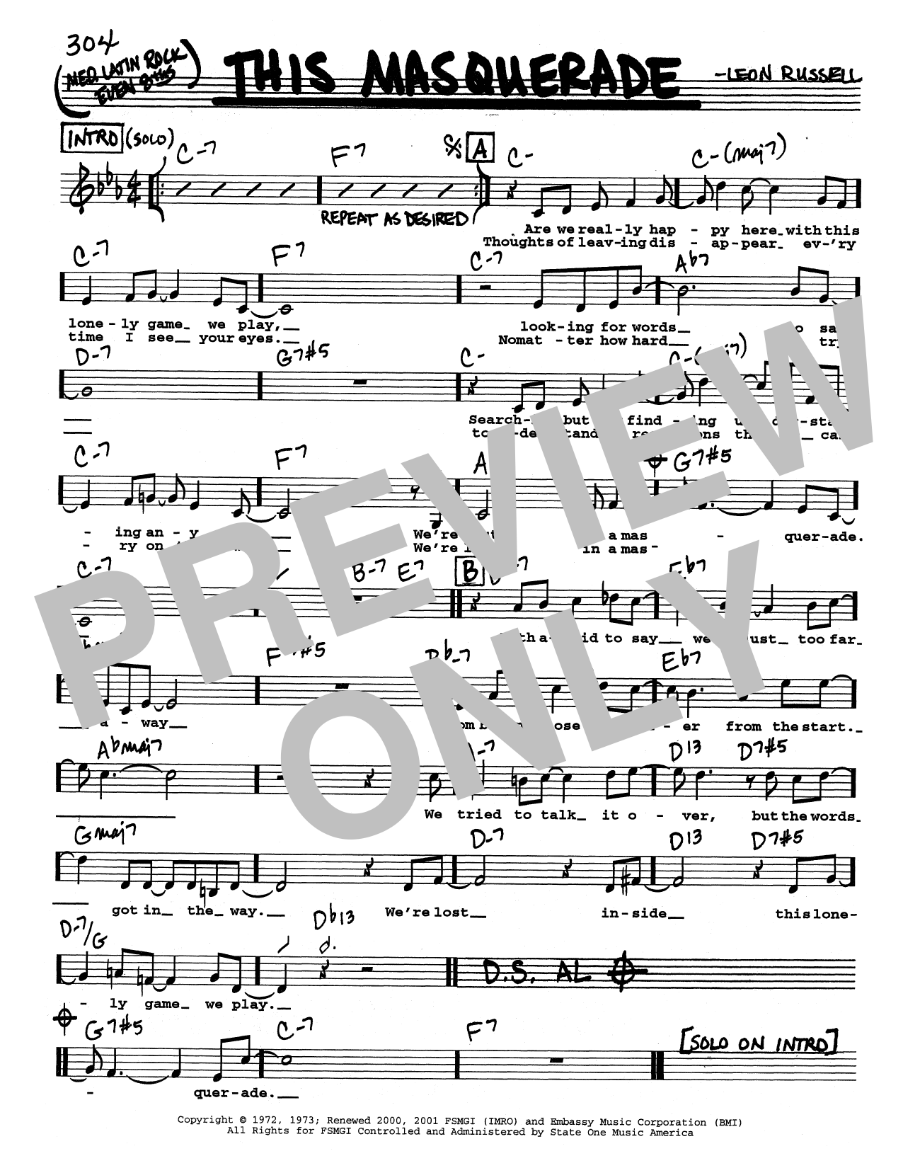 George Benson This Masquerade (Low Voice) Sheet Music Notes & Chords for Real Book – Melody, Lyrics & Chords - Download or Print PDF