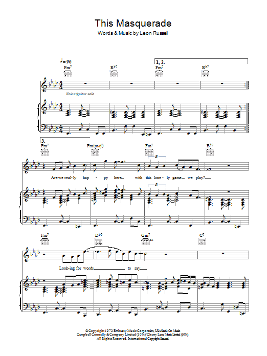 George Benson This Masquerade Sheet Music Notes & Chords for Easy Guitar - Download or Print PDF