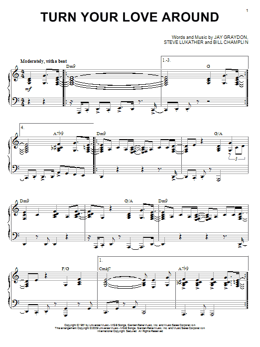 George Benson Turn Your Love Around (arr. Larry Moore) Sheet Music Notes & Chords for Piano - Download or Print PDF