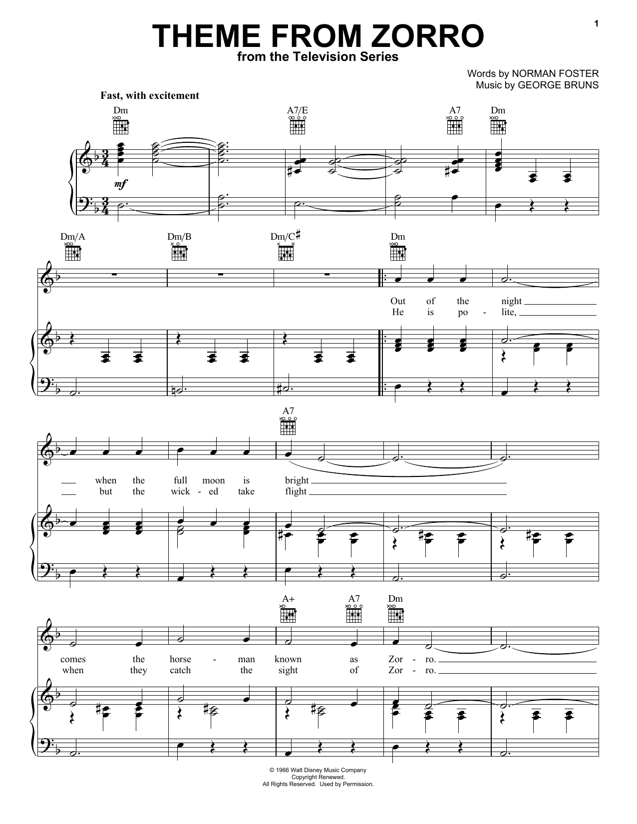 George Bruns Theme From Zorro Sheet Music Notes & Chords for Flute - Download or Print PDF