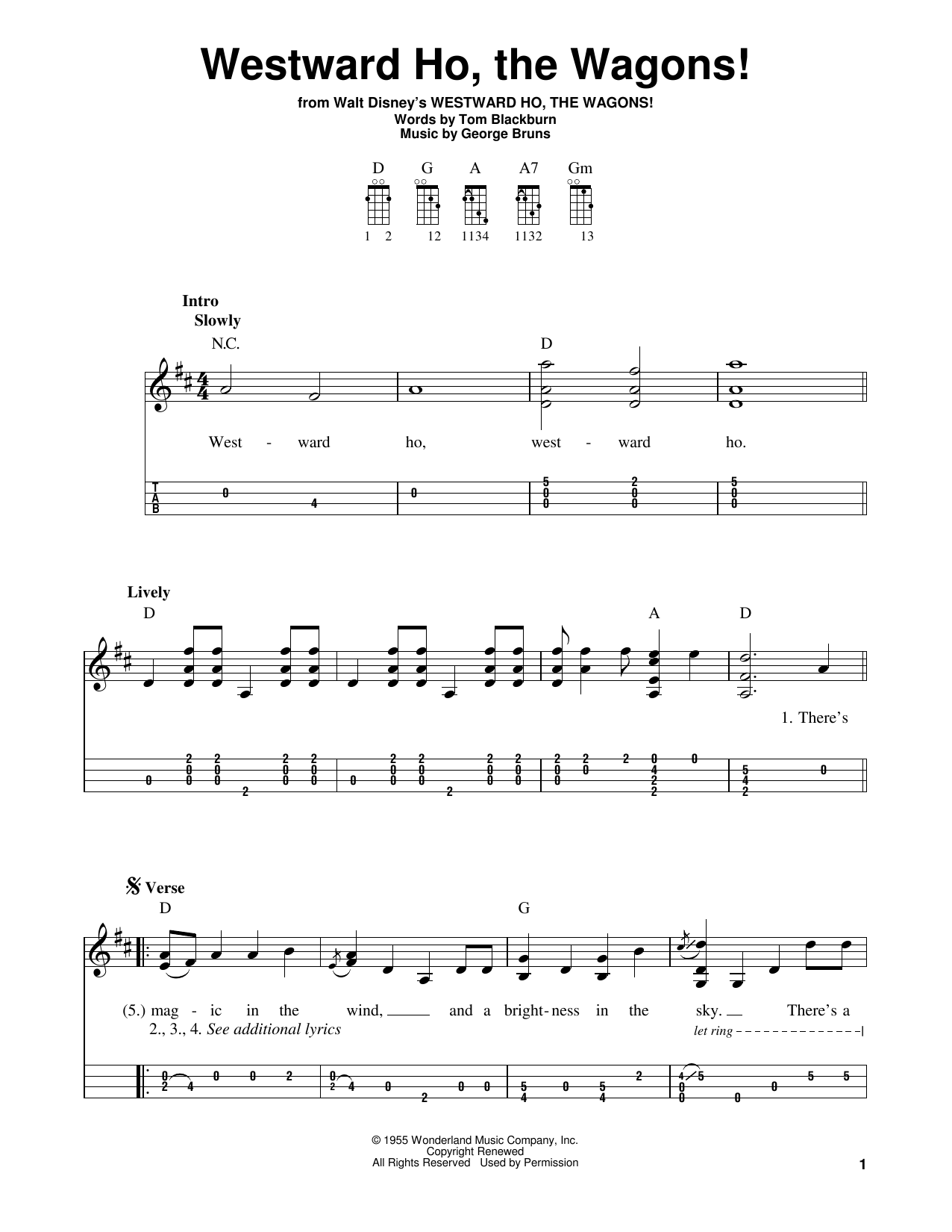 George Bruns Westward Ho, The Wagons! Sheet Music Notes & Chords for Violin - Download or Print PDF