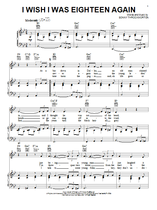 George Burns I Wish I Was Eighteen Again Sheet Music Notes & Chords for Piano, Vocal & Guitar (Right-Hand Melody) - Download or Print PDF