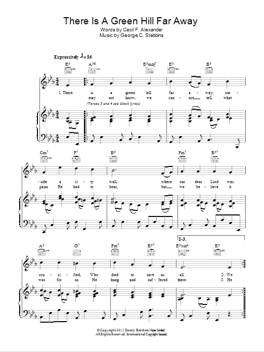 George C. Stebbins There Is A Green Hill Far Away Sheet Music Notes & Chords for Piano, Vocal & Guitar (Right-Hand Melody) - Download or Print PDF