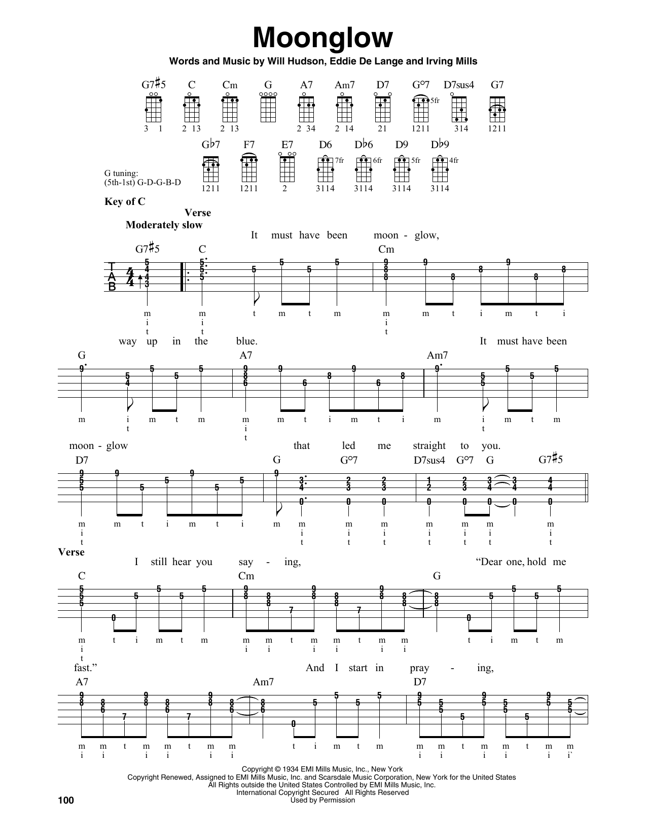 George Cates Moonglow Sheet Music Notes & Chords for Banjo - Download or Print PDF