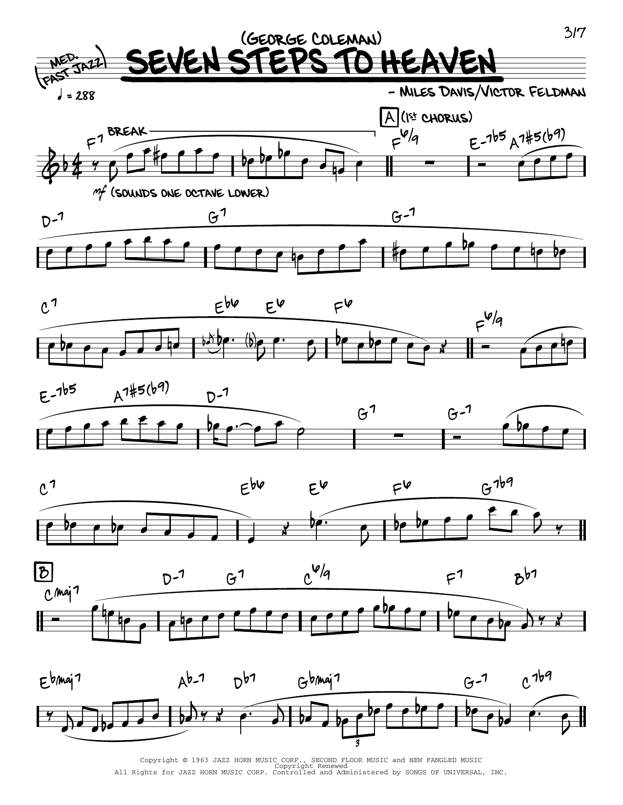 George Coleman Seven Steps To Heaven (solo only) Sheet Music Notes & Chords for Real Book – Melody & Chords - Download or Print PDF