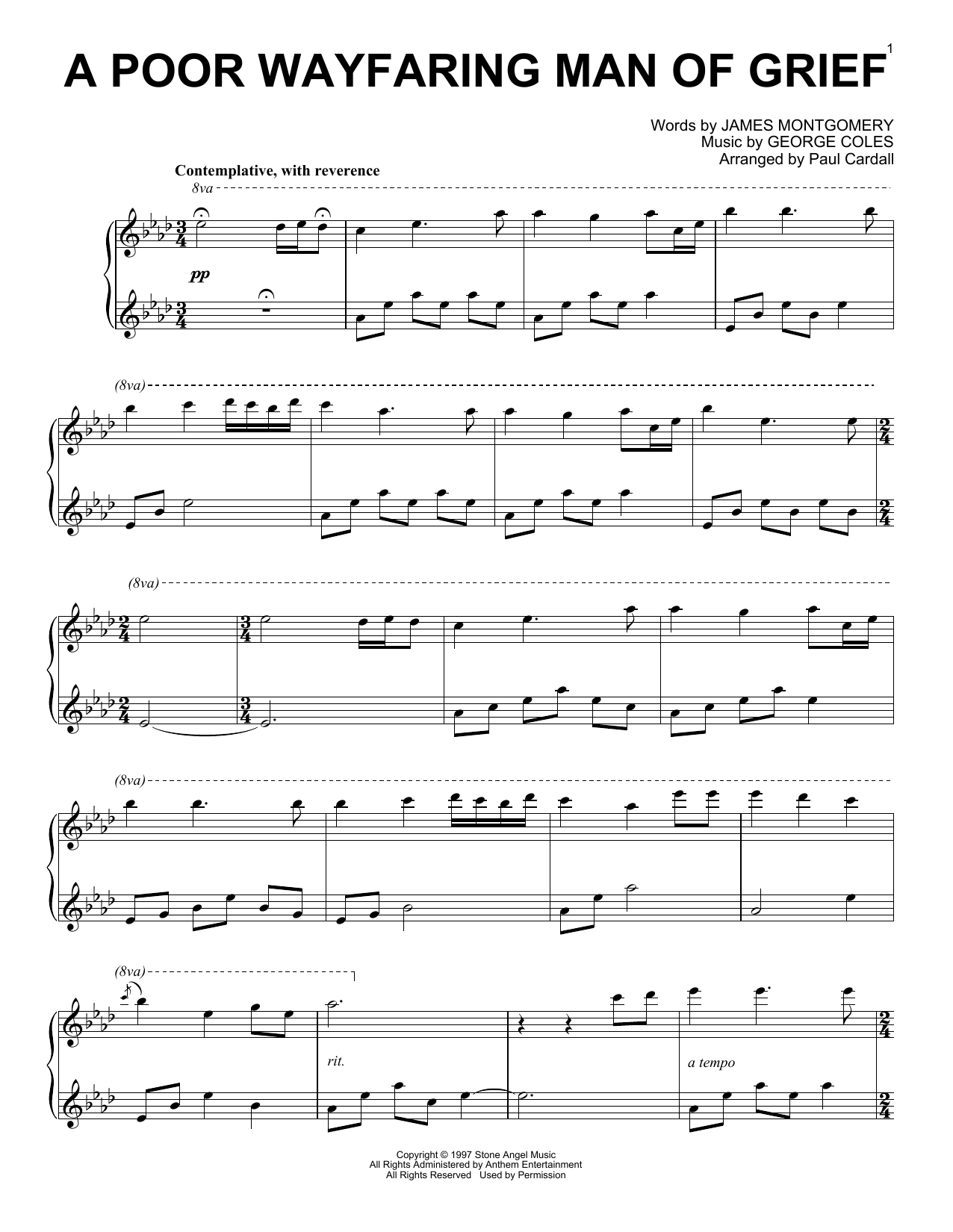 George Coles A Poor Wayfaring Man Of Grief (arr. Paul Cardall) Sheet Music Notes & Chords for Piano Solo - Download or Print PDF