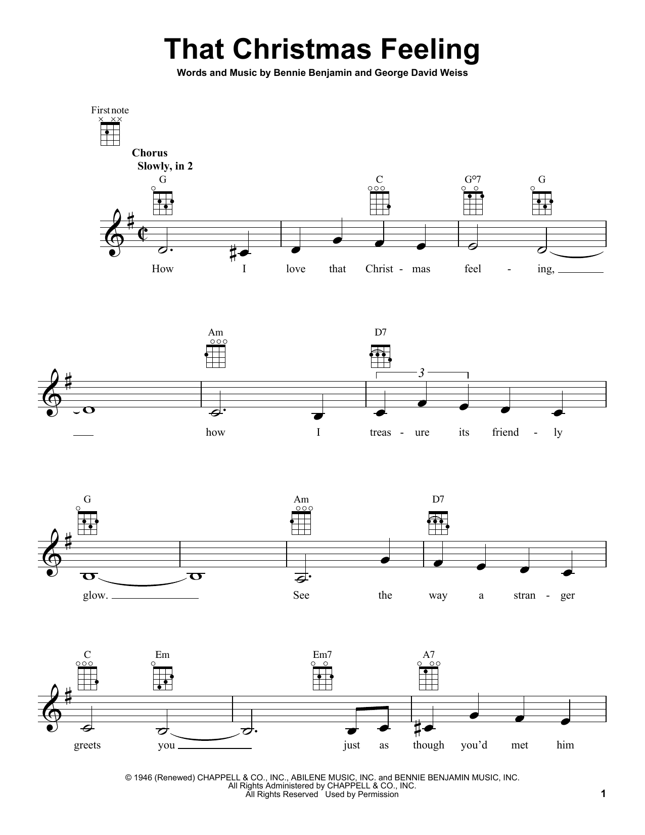 George David Weiss That Christmas Feeling Sheet Music Notes & Chords for Ukulele - Download or Print PDF