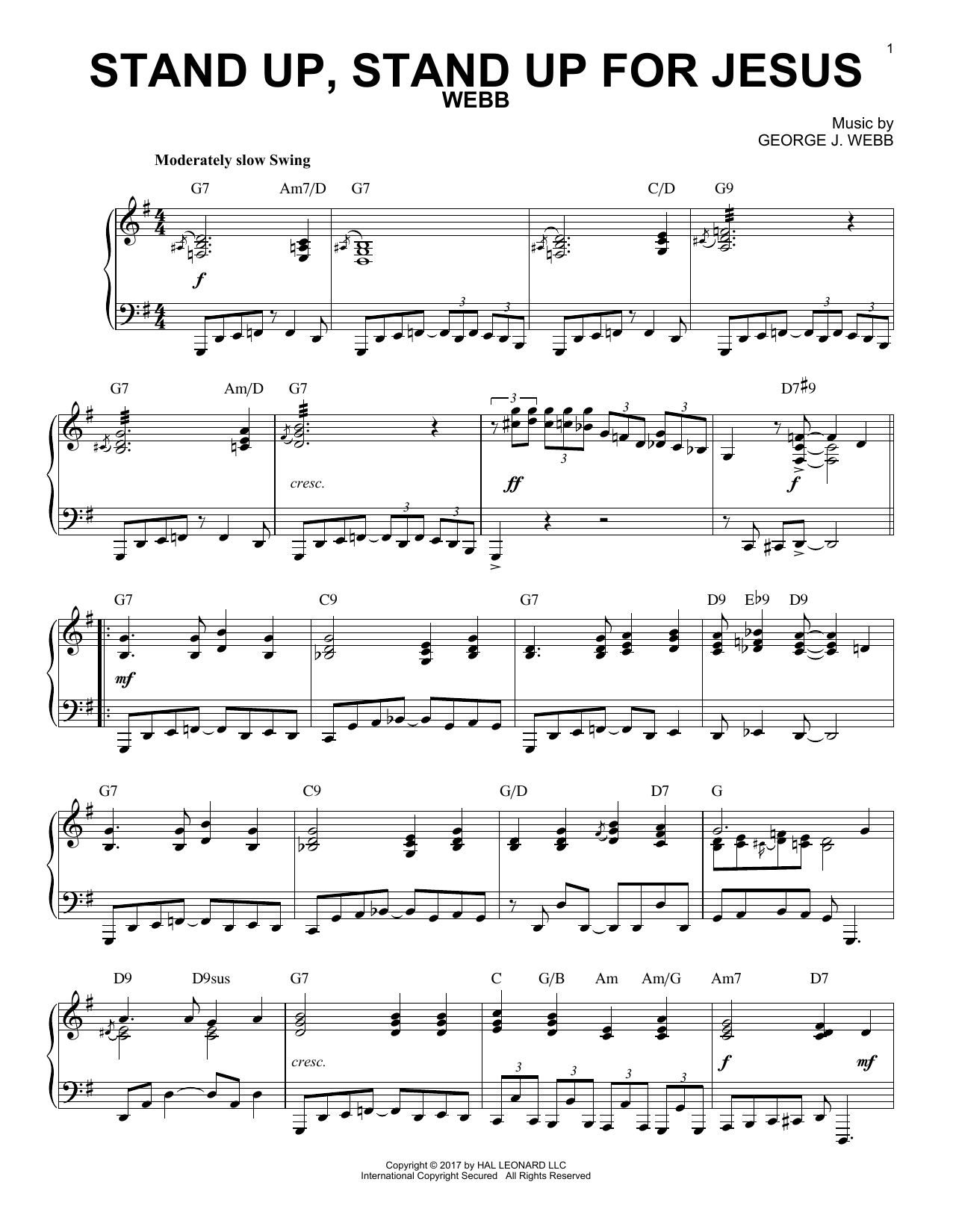 George Duffield, Jr. Stand Up, Stand Up For Jesus [Jazz version] Sheet Music Notes & Chords for Piano - Download or Print PDF