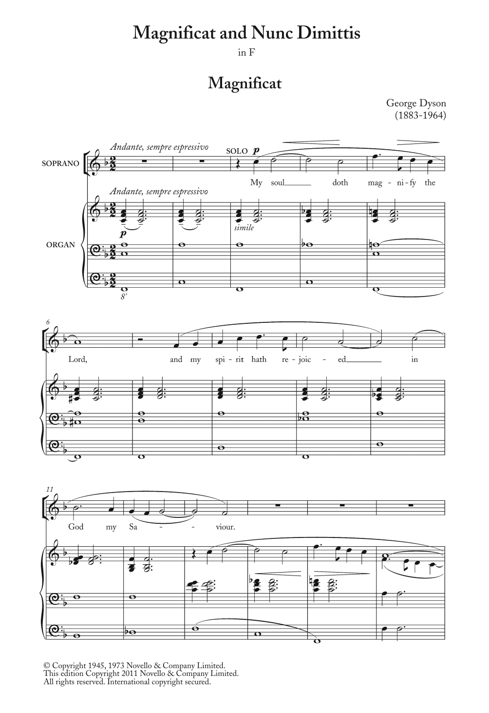 George Dyson Magnificat And Nunc Dimittis In F Sheet Music Notes & Chords for Choir - Download or Print PDF