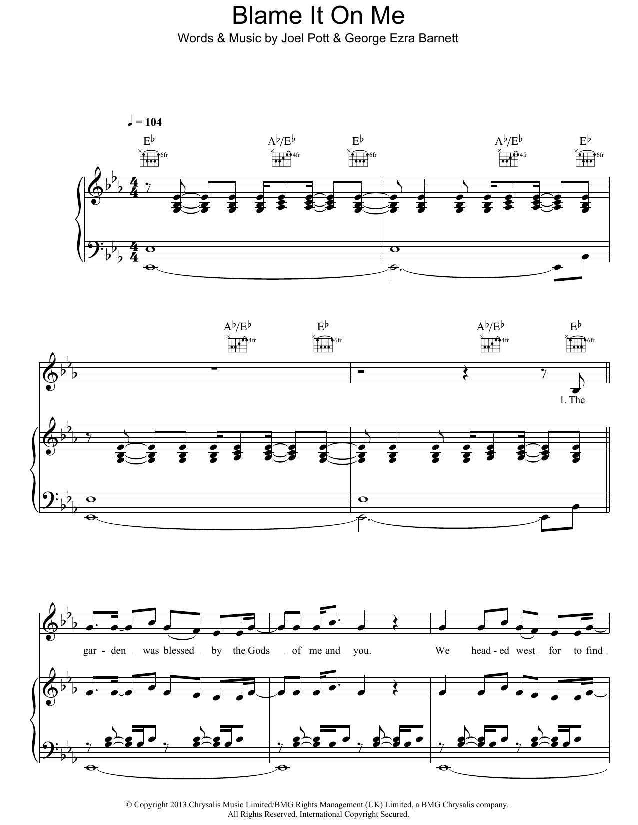 George Ezra Blame It On Me Sheet Music Notes & Chords for Beginner Piano - Download or Print PDF