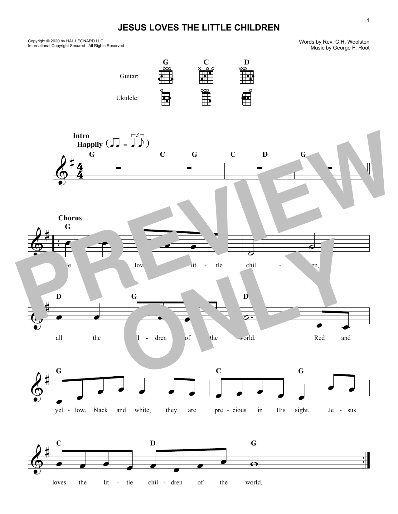 George F. Root Jesus Loves The Little Children Sheet Music Notes & Chords for Lead Sheet / Fake Book - Download or Print PDF