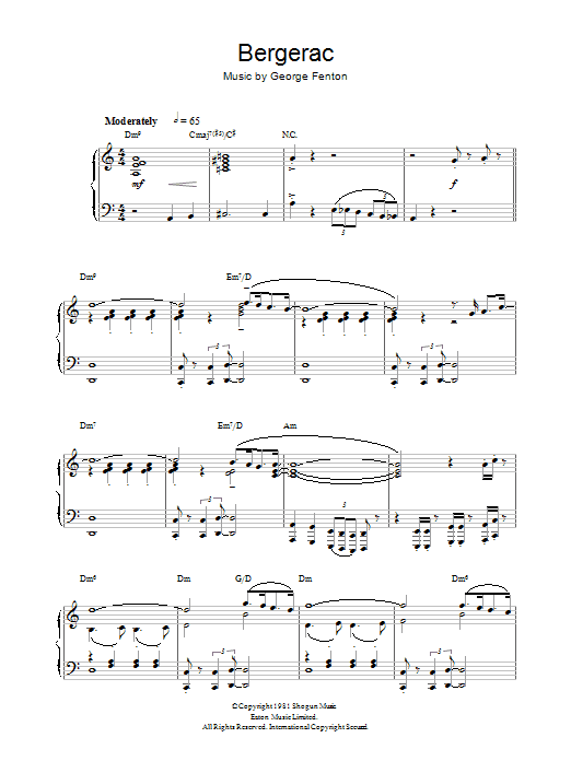 George Fenton Theme from Bergerac Sheet Music Notes & Chords for Piano - Download or Print PDF