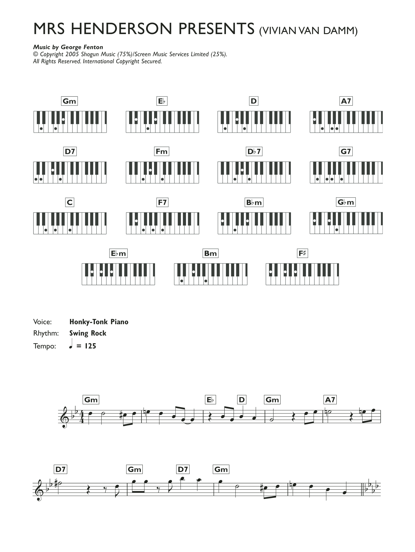 George Fenton Vivian Van Damm Sheet Music Notes & Chords for Keyboard - Download or Print PDF