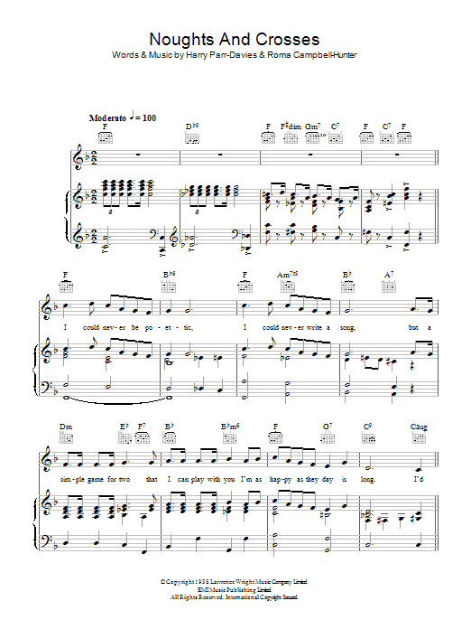 George Formby Noughts And Crosses Sheet Music Notes & Chords for Piano, Vocal & Guitar (Right-Hand Melody) - Download or Print PDF