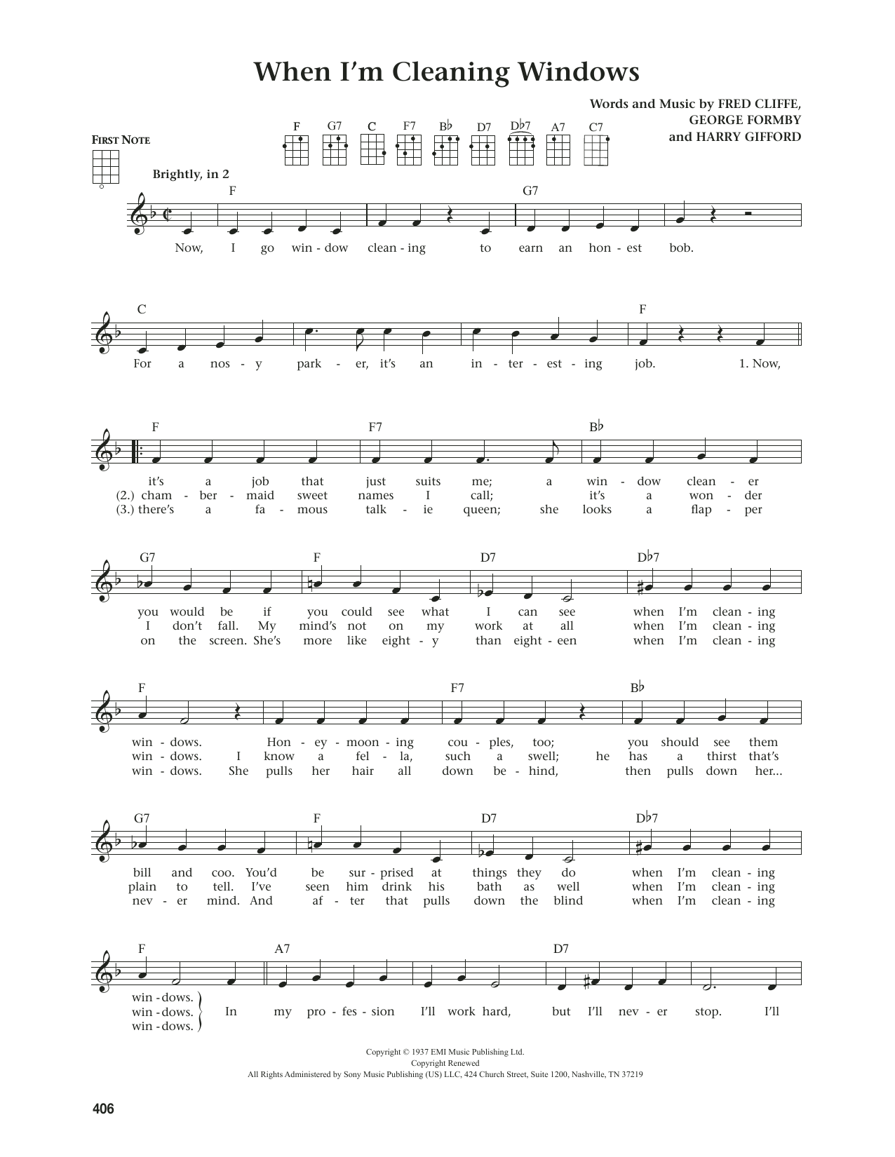 George Formby When I'm Cleaning Windows (from The Daily Ukulele) (arr. Jim Beloff) Sheet Music Notes & Chords for Ukulele - Download or Print PDF