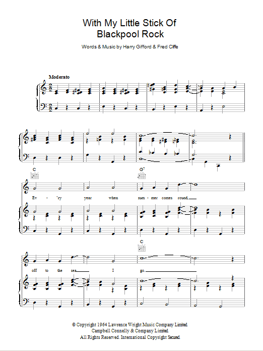 George Formby With My Little Stick Of Blackpool Rock Sheet Music Notes & Chords for Piano, Vocal & Guitar (Right-Hand Melody) - Download or Print PDF