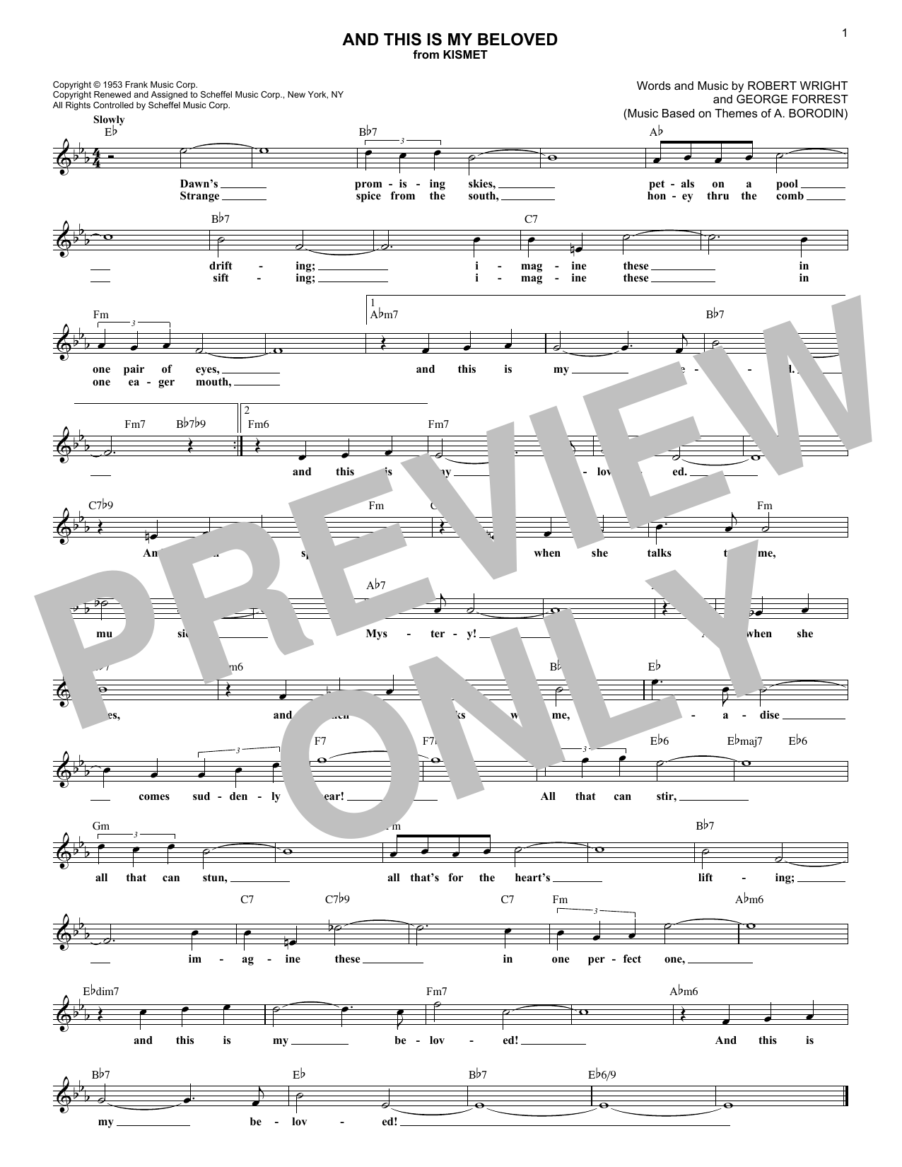 George Forrest And This Is My Beloved Sheet Music Notes & Chords for Lead Sheet / Fake Book - Download or Print PDF