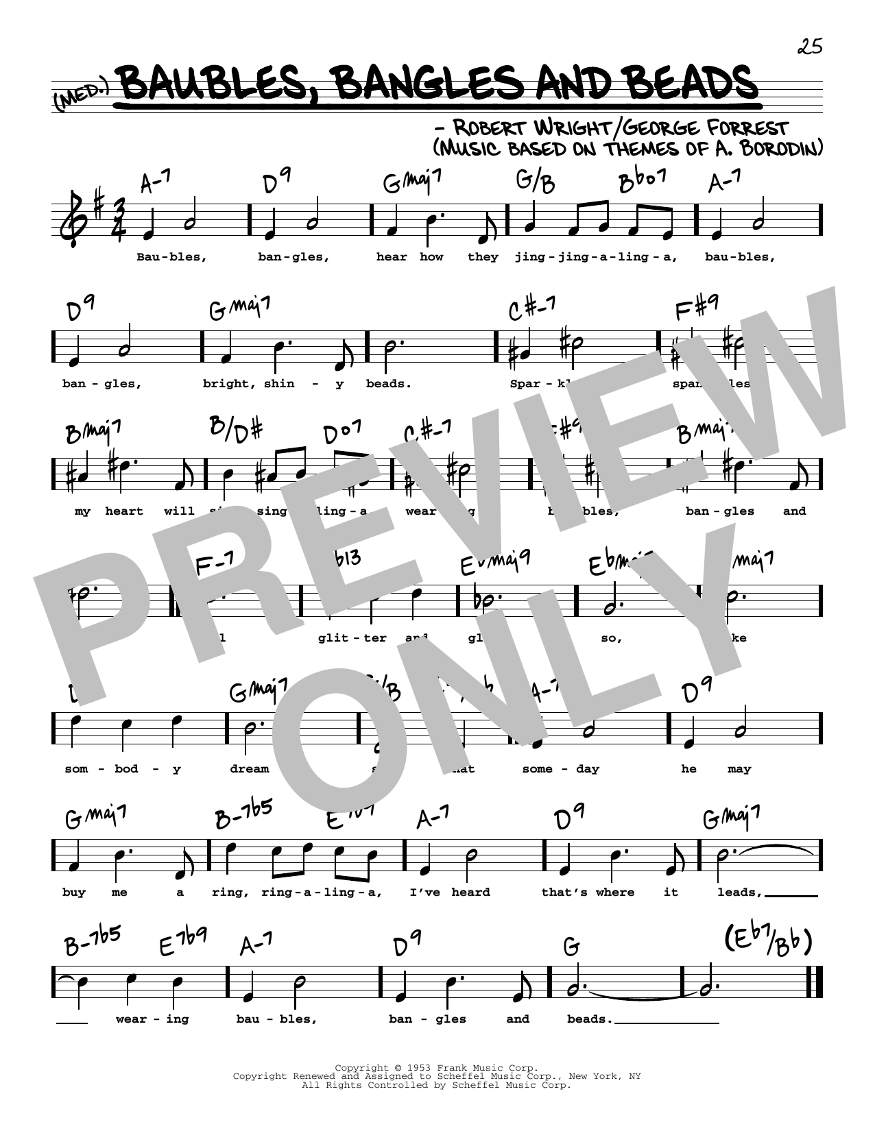 George Forrest Baubles, Bangles And Beads (High Voice) (from Kismet) Sheet Music Notes & Chords for Real Book – Melody, Lyrics & Chords - Download or Print PDF