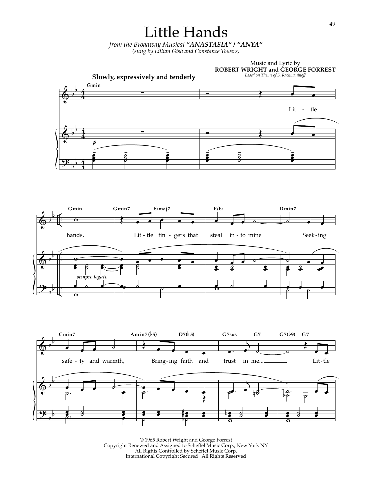 George Forrest Little Hands (from Anya) Sheet Music Notes & Chords for Piano & Vocal - Download or Print PDF George Forrest Little Hands (from Anya) Sheet Music Notes & Chords for Piano & Vocal - Download or Print PDF