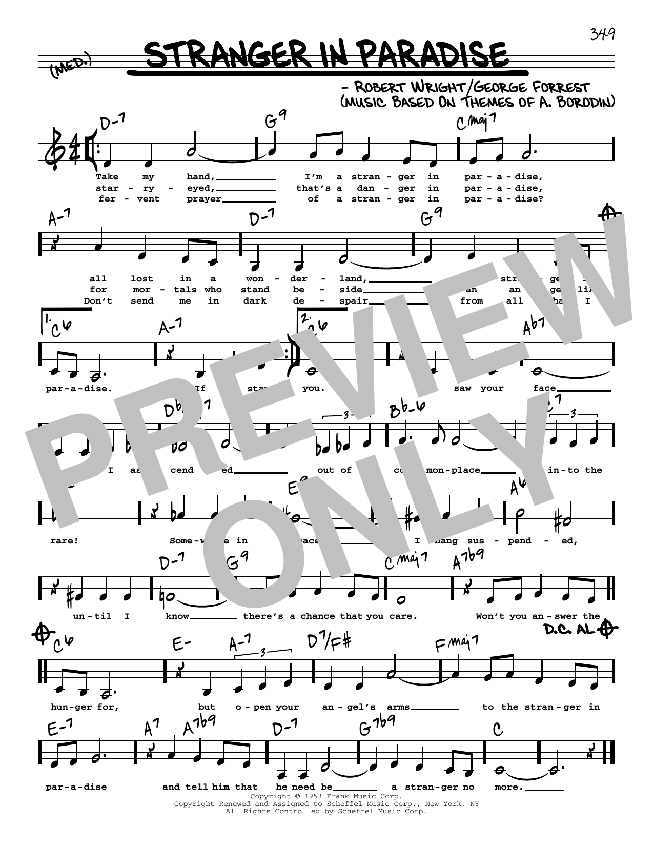 George Forrest Stranger In Paradise (Low Voice) Sheet Music Notes & Chords for Real Book – Melody, Lyrics & Chords - Download or Print PDF