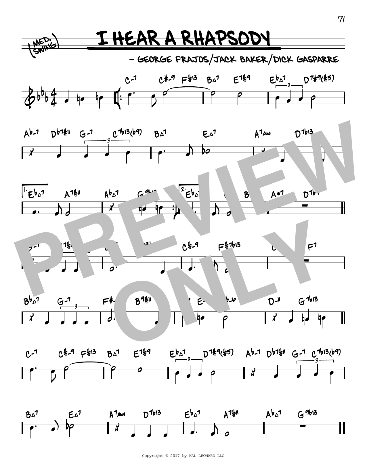 George Frajos I Hear A Rhapsody (arr. David Hazeltine) Sheet Music Notes & Chords for Real Book – Enhanced Chords - Download or Print PDF