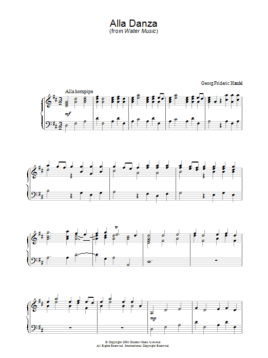 George Frideric Handel Alla Danza Sheet Music Notes & Chords for Piano - Download or Print PDF