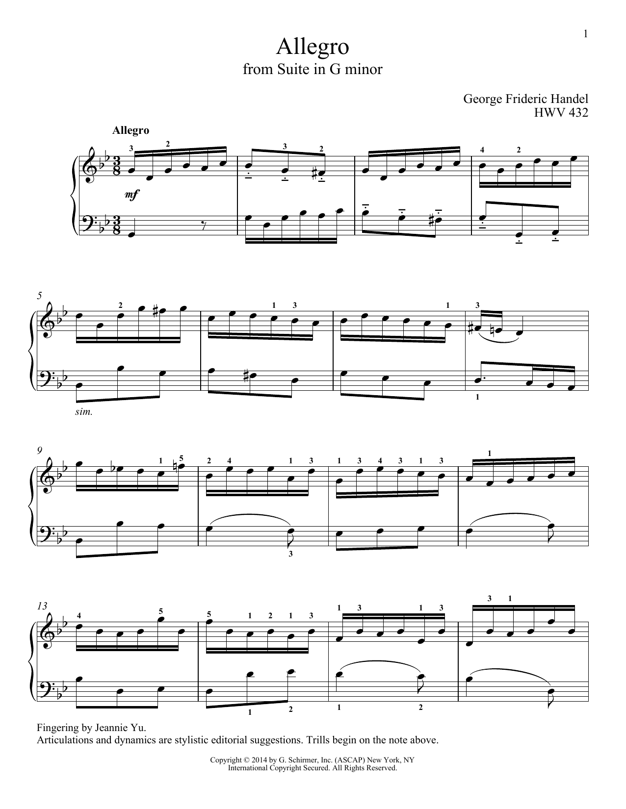George Frideric Handel Allegro (arr. Richard Walters) Sheet Music Notes & Chords for Piano - Download or Print PDF