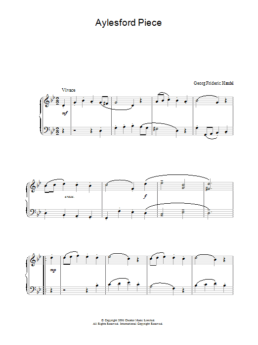 George Frideric Handel Aylesford Piece Sheet Music Notes & Chords for Easy Piano - Download or Print PDF