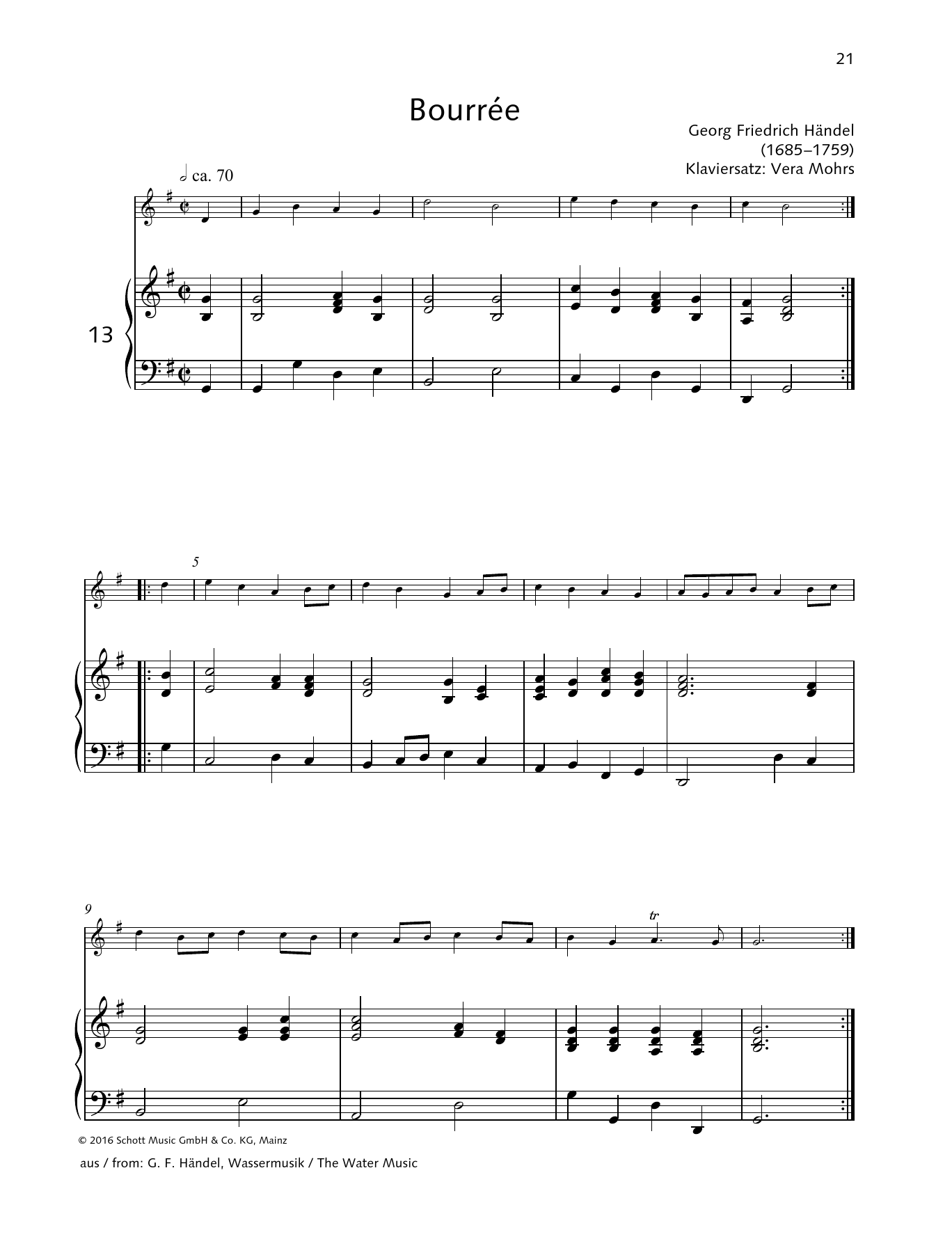 George Frideric Handel Bourée Sheet Music Notes & Chords for Woodwind Solo - Download or Print PDF