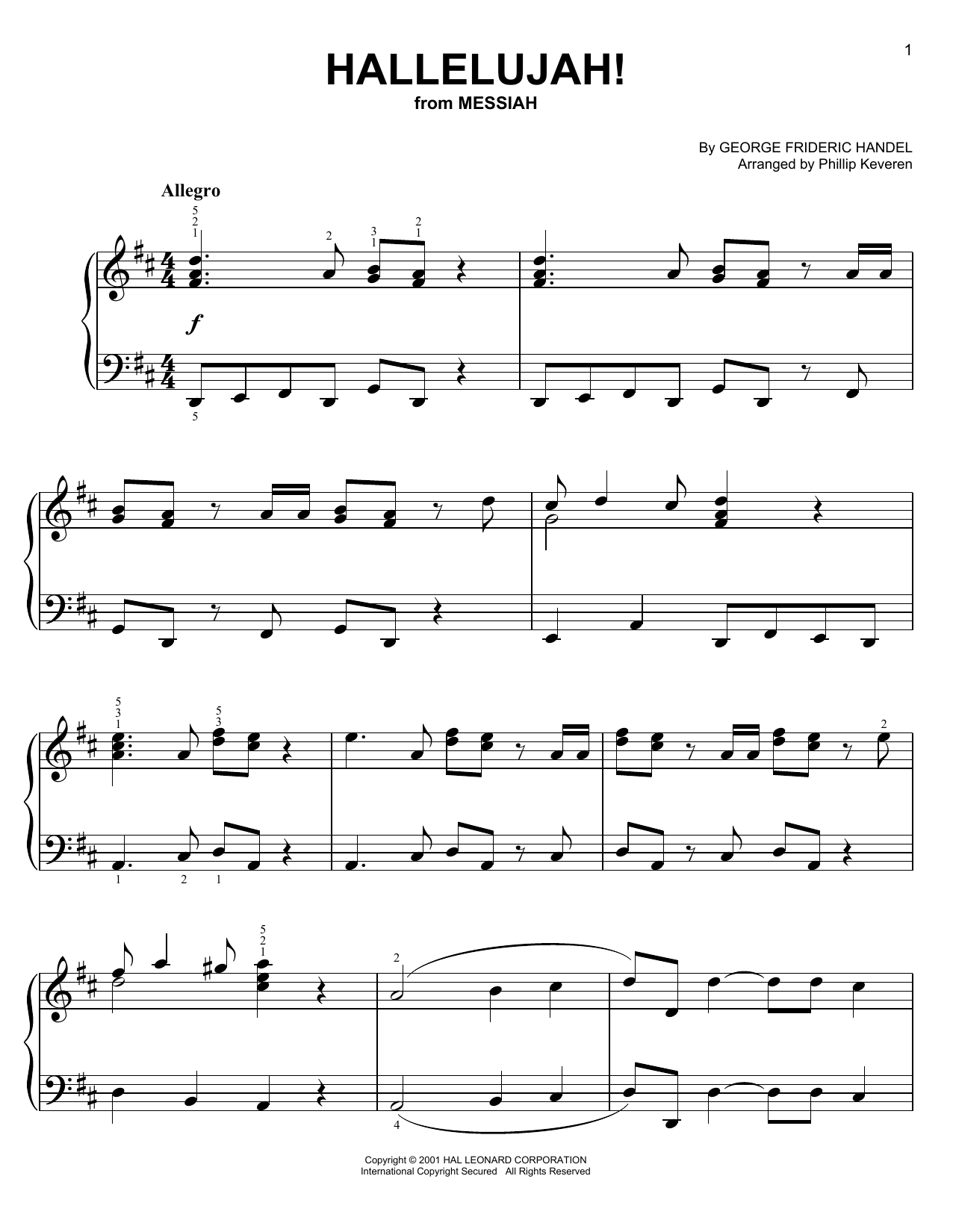 Phillip Keveren Hallelujah Chorus Sheet Music Notes & Chords for Piano (Big Notes) - Download or Print PDF