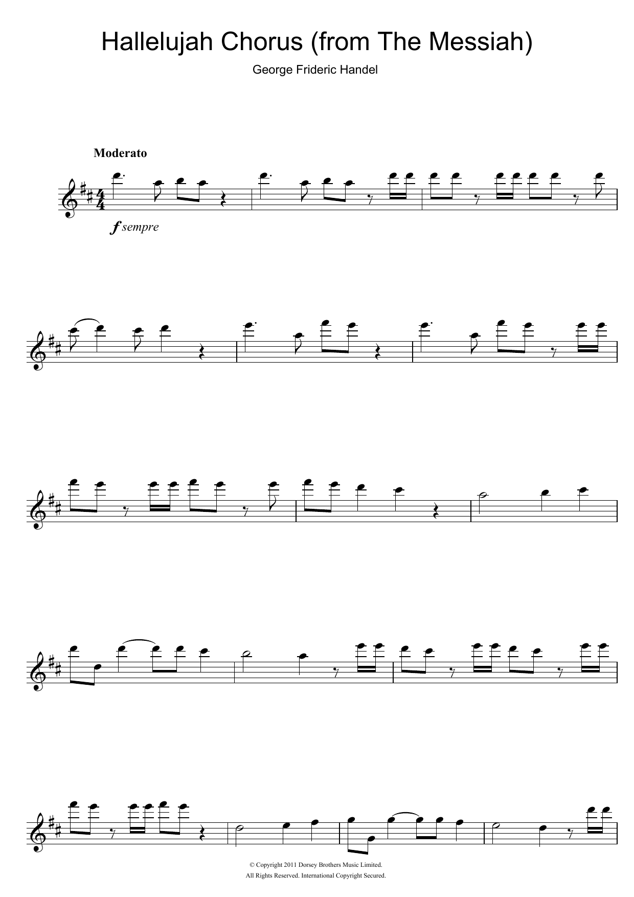 George Frideric Handel Hallelujah Chorus (from The Messiah) Sheet Music Notes & Chords for Violin - Download or Print PDF
