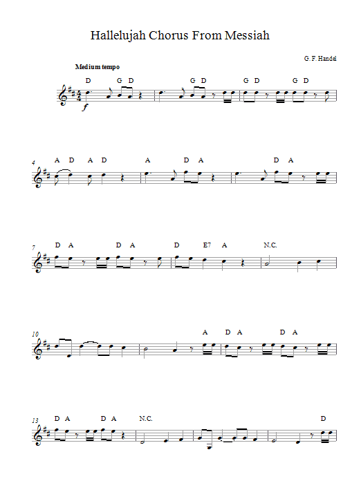 George Frideric Handel Hallelujah Chorus (from The Messiah) Sheet Music Notes & Chords for Melody Line & Chords - Download or Print PDF